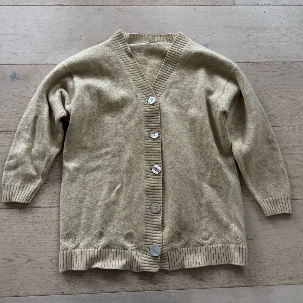 Malo Cashmere Cardigan Sweater beige Button Front S